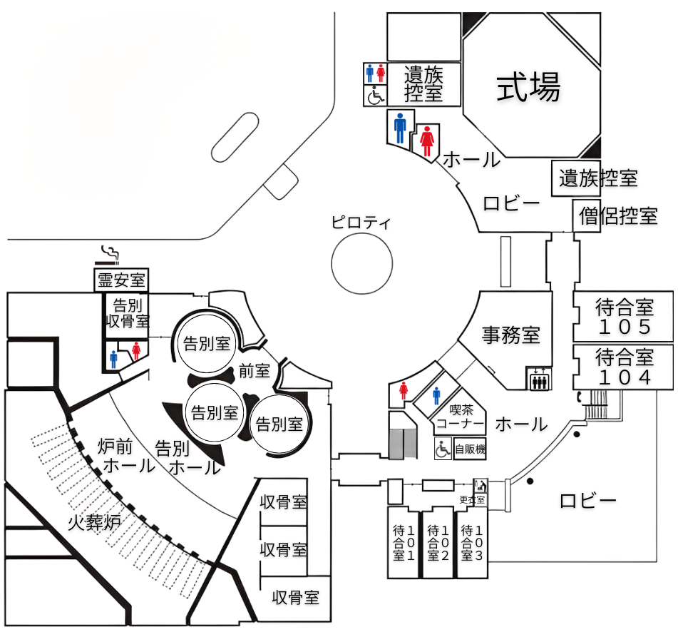 古瀬間聖苑館内案内図